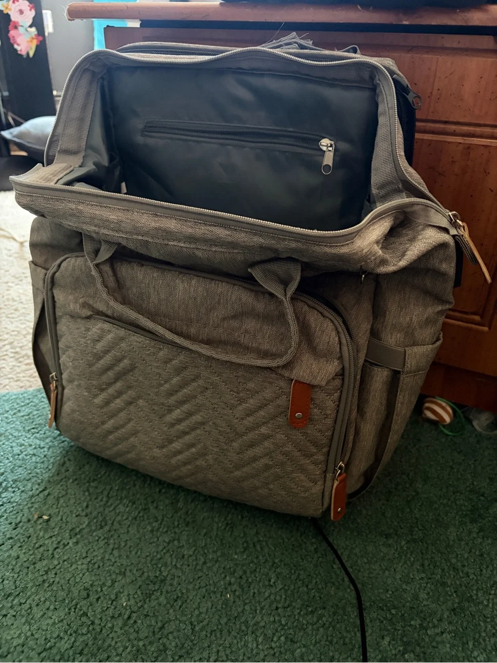 KABAQOO Gray Diaper Bag Backpack with Detachable Changing Table – Used Once